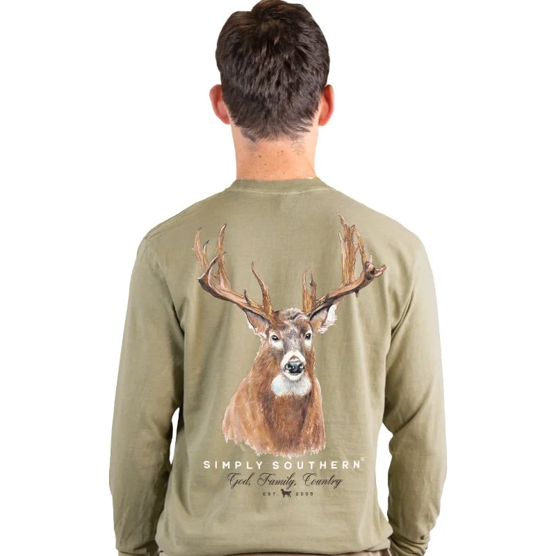 Men's short-sleeve trendy bright slim pastel shirt-SALE Simply Southern Deer Unisex Comfort Colors Long Sleeve T-Shirt