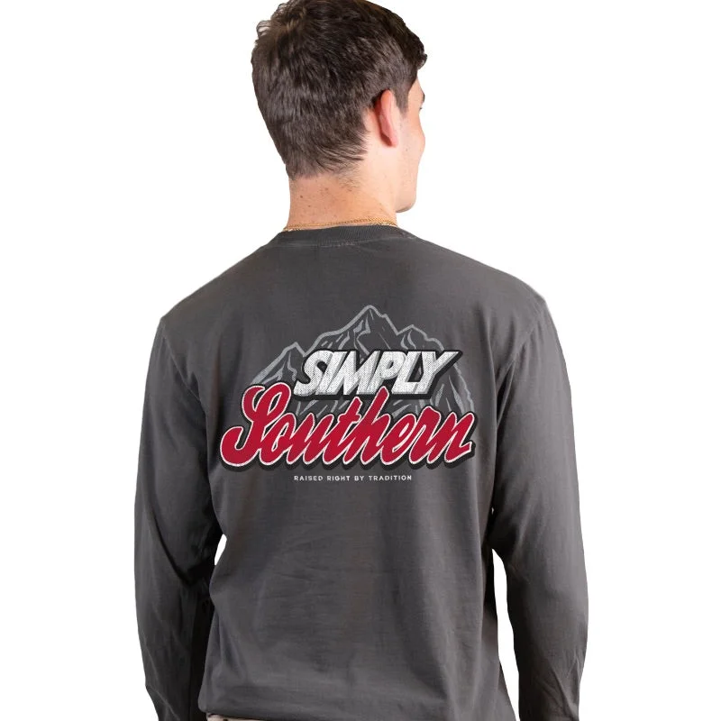 Men's short-sleeve casual bold sturdy low-cost shirt-SALE Simply Southern Mountain Logo Unisex Comfort Colors Long Sleeve T-Shirt