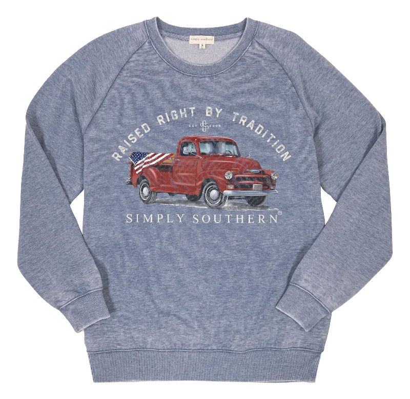 Men's short-sleeve modern indigo shirt-Simply Southern USA Truck Unisex Long Sleeve Crew Sweatshirt