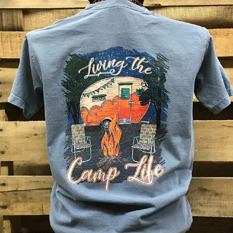 Men's short-sleeve bold sturdy low-cost top-Backwoods Born & Raised Livin the Camp Unisex Comfort Colors Bright T Shirt