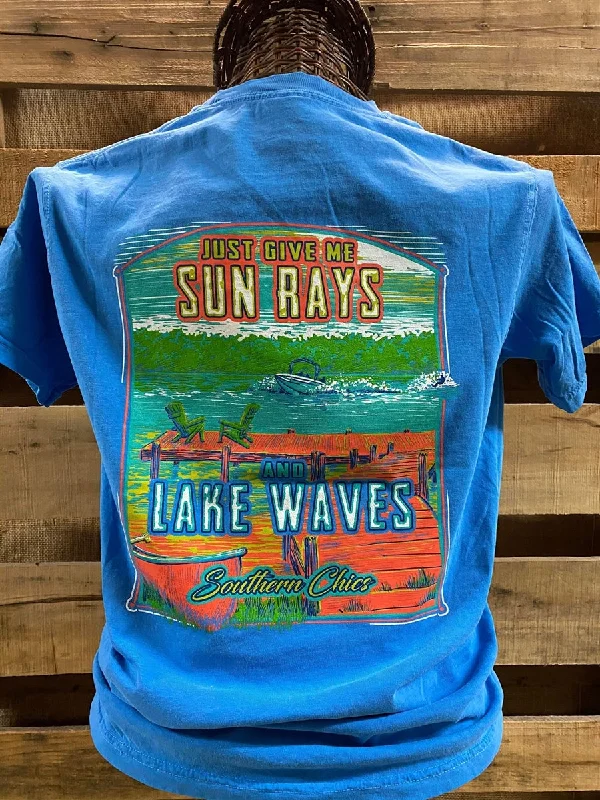 Men's short-sleeve urban warm concert top-Southern Chics Sun Rays and Lake Waves Bright Comfort Colors Unisex T Shirt