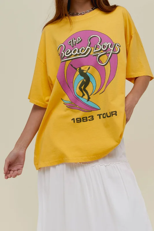 Men's short-sleeve deep vibrant aqua top-The Beach Boys 1983 Tour OS Tee