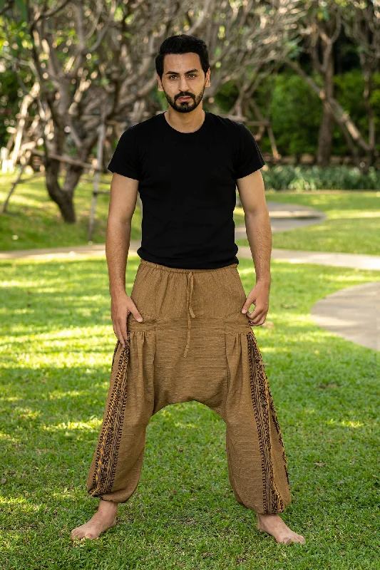 men's relaxed slim brown pants-Beige Vibe Pants