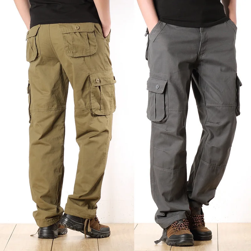 men's wide-leg stretch beige pants-LionVII Cargo Pants Khakis