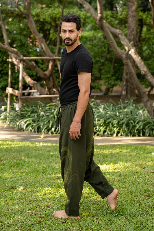 men's wide-leg tailored beige pants-Dark Green Evolution Pants