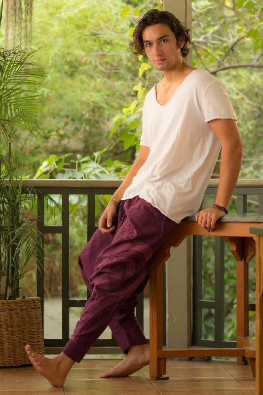 men's short pleated green pants-Deep Purple Evolution Pants