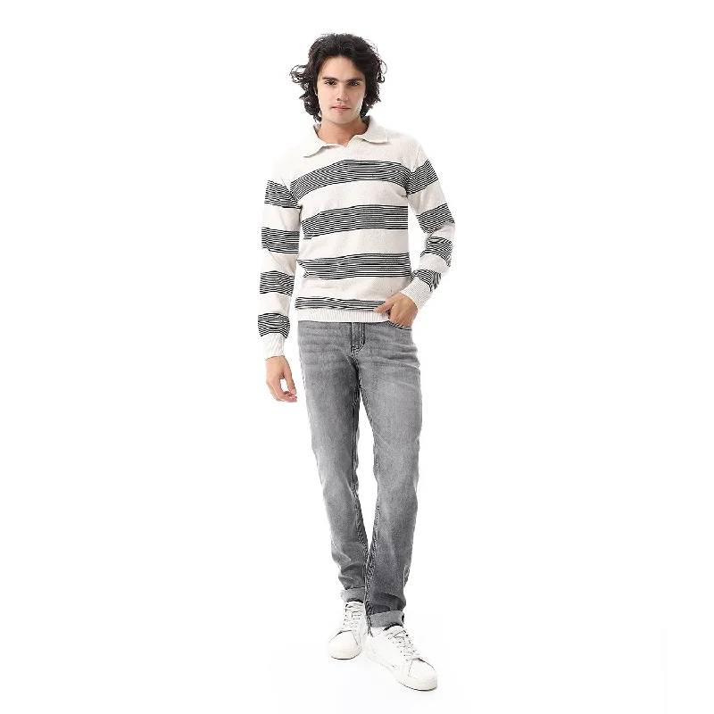 men's petite pleated white pants-Fly_Zipper_Button_Closure_Straight_Jeans_Pants_-_Grey