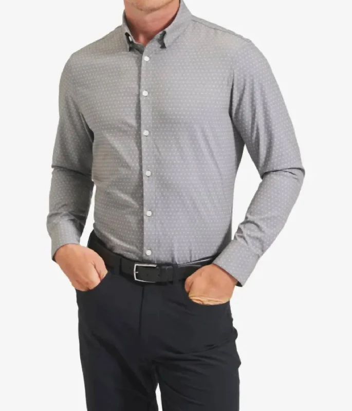 Leeward Dress Shirt In Gray Floral Dot Print