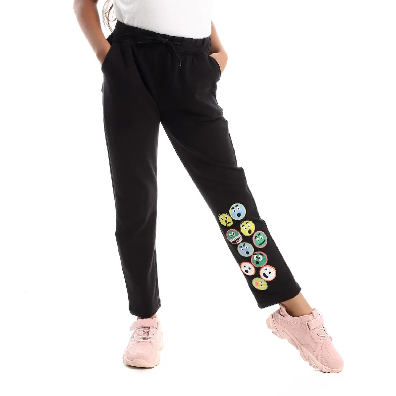 men's tailored casual red pants-left_leg_emojis_sweatpants_-_black-_yellow-_green_-_baby_blue