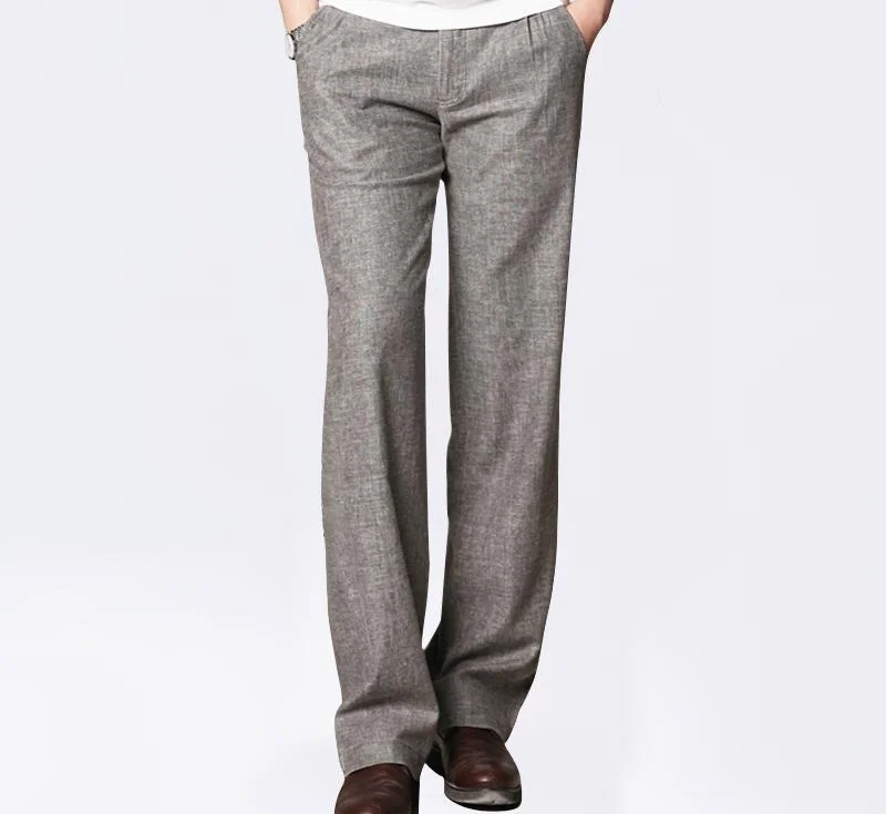 men's large tailored black pants-Markless Thin Linen Pants