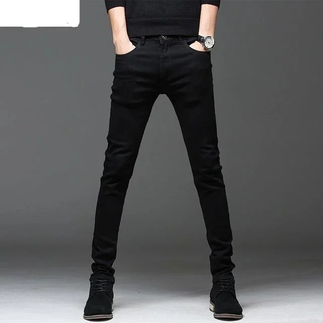 men's tall wool brown pants-Men's Mid Waist Plain Button Zipper Closure With Pocket Denim Jean