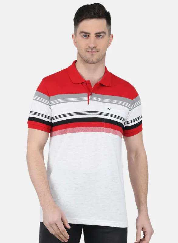 Men's short-sleeve trendy bright tennis shirt-Men Red Printed T-Shirt