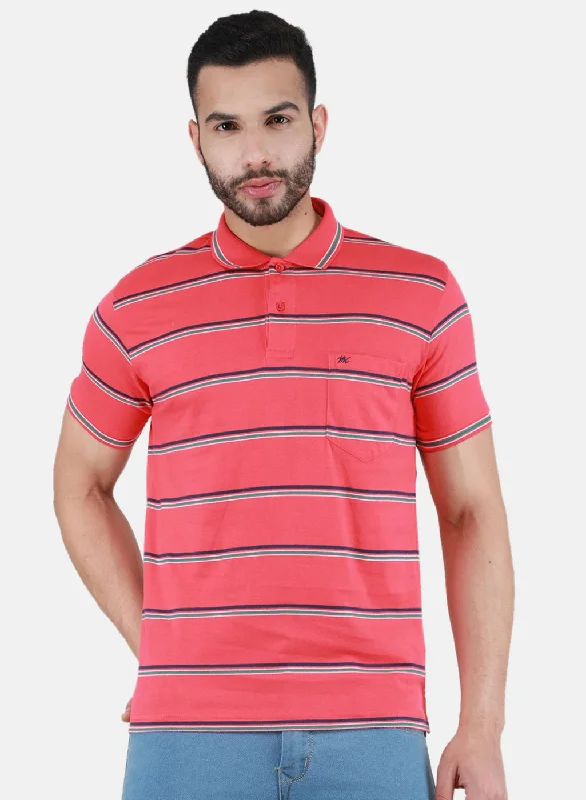 Men's short-sleeve sporty subtle classic olive shirt-Men Red Printed T-Shirt