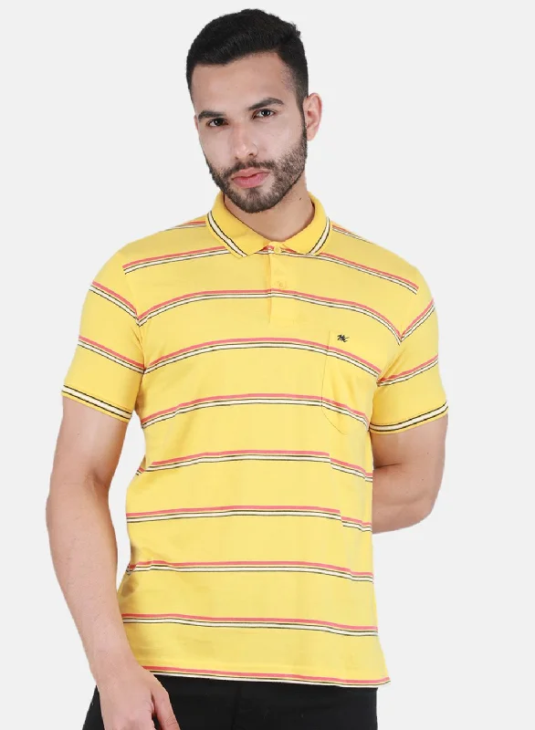 Men's short-sleeve bold rich clubbing shirt-Men Yellow Printed T-Shirt