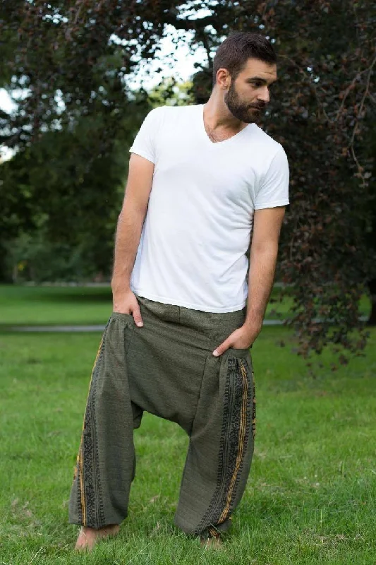 men's 32-inch relaxed black pants-Olive Green Vibe Pants