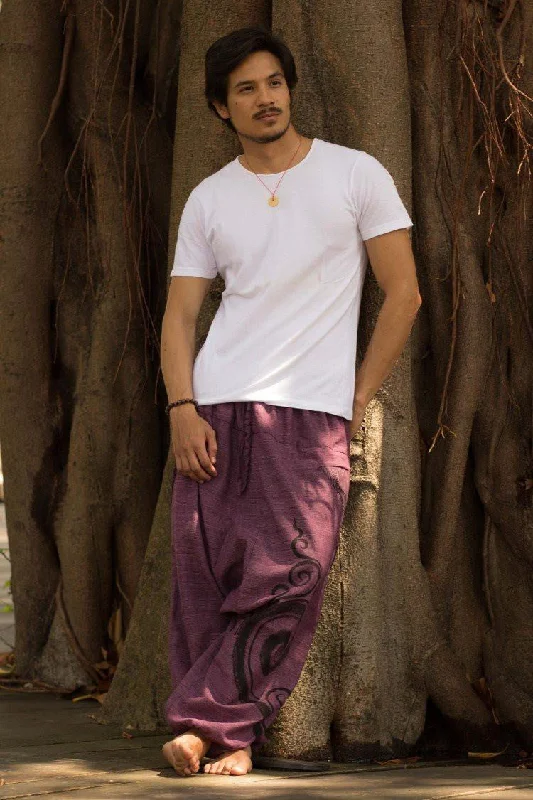 men's casual waterproof green pants-Purple Tribal Pants