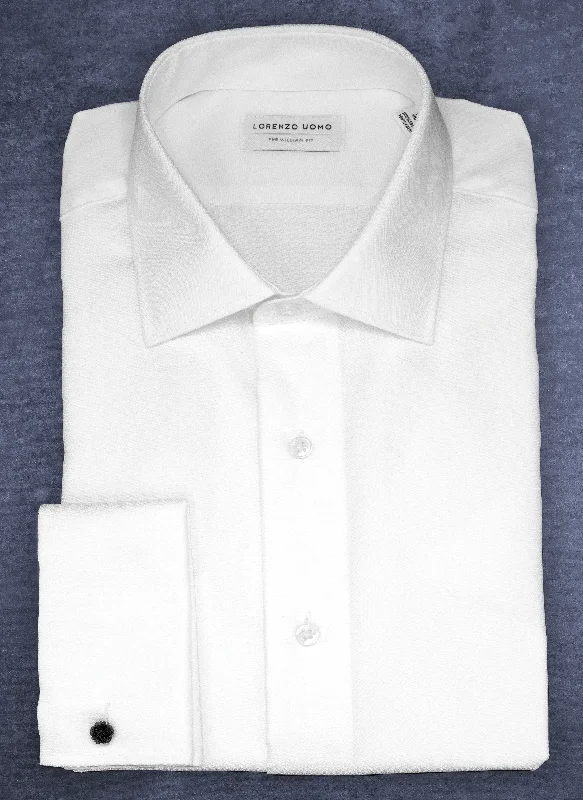 William in White Nano Diamond French Cuff Shirt