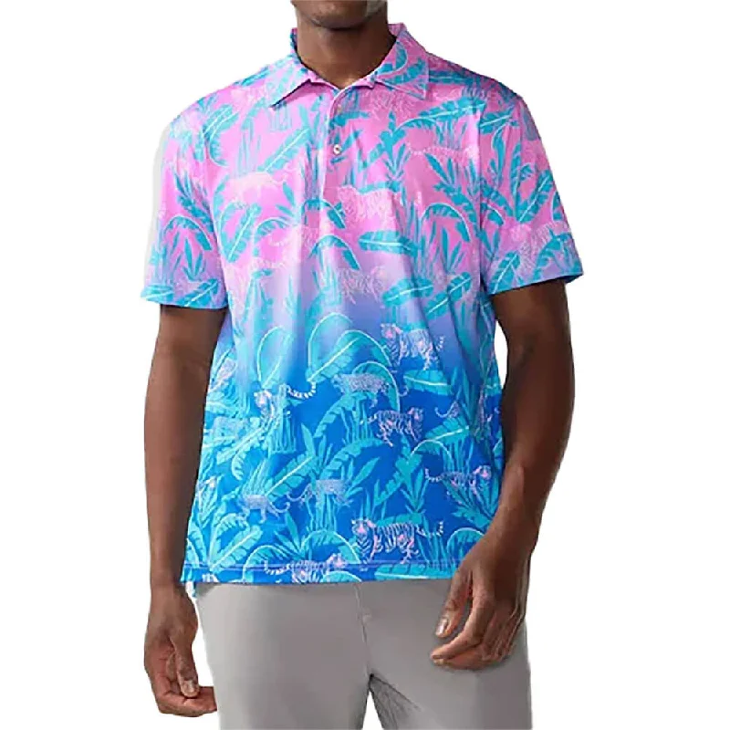 Men's short-sleeve urban warm stylish bold stripe tee-Chubbies The Hydrofoil Performance Polo Shirt - Bright Pink