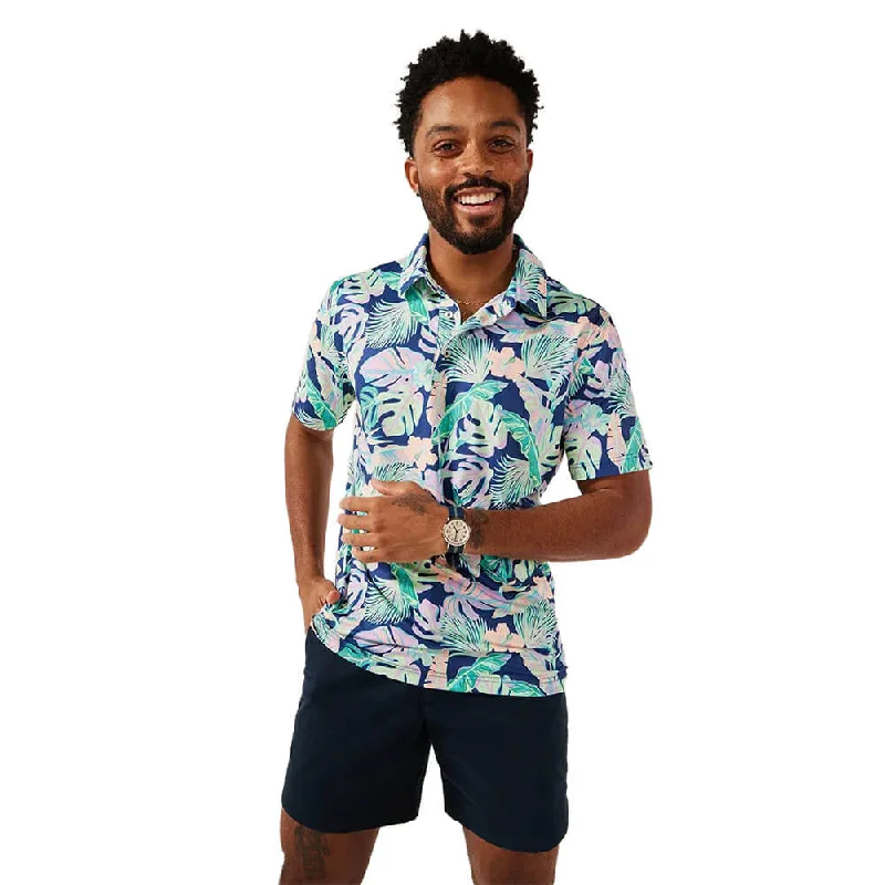 Men's short-sleeve muted oversized tie-dye tee-Chubbies The Night Fauna Performance Polo Shirt - Navy