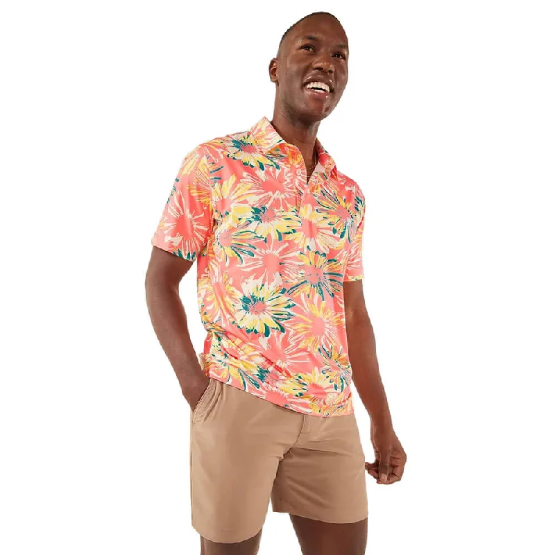 Men's short-sleeve subtle soft snug solid top-Chubbies The P.I. Performance Polo Shirt - Coral