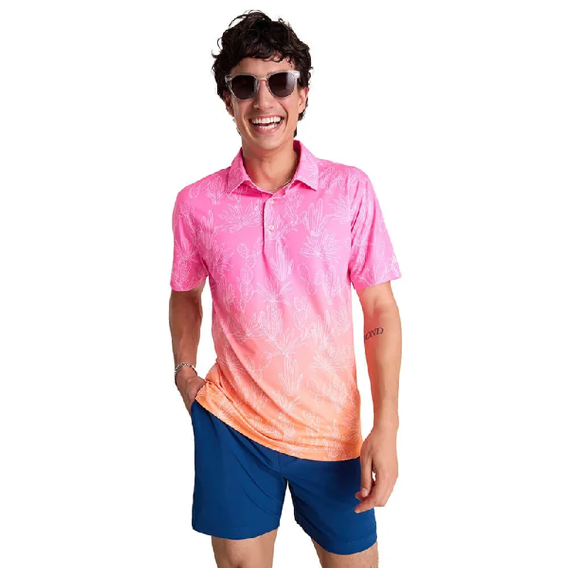 Men's short-sleeve neutral casual soft lavender tee-Chubbies The Sunset Succulent Performance Polo Shirt - Bright Pink