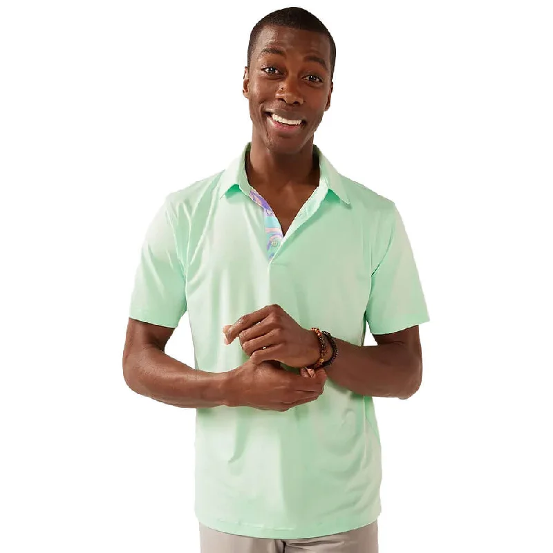 Men's short-sleeve trendy bright modern indigo top-Chubbies The Teal Mint Performance Polo Shirt - Light/Pastel Mint