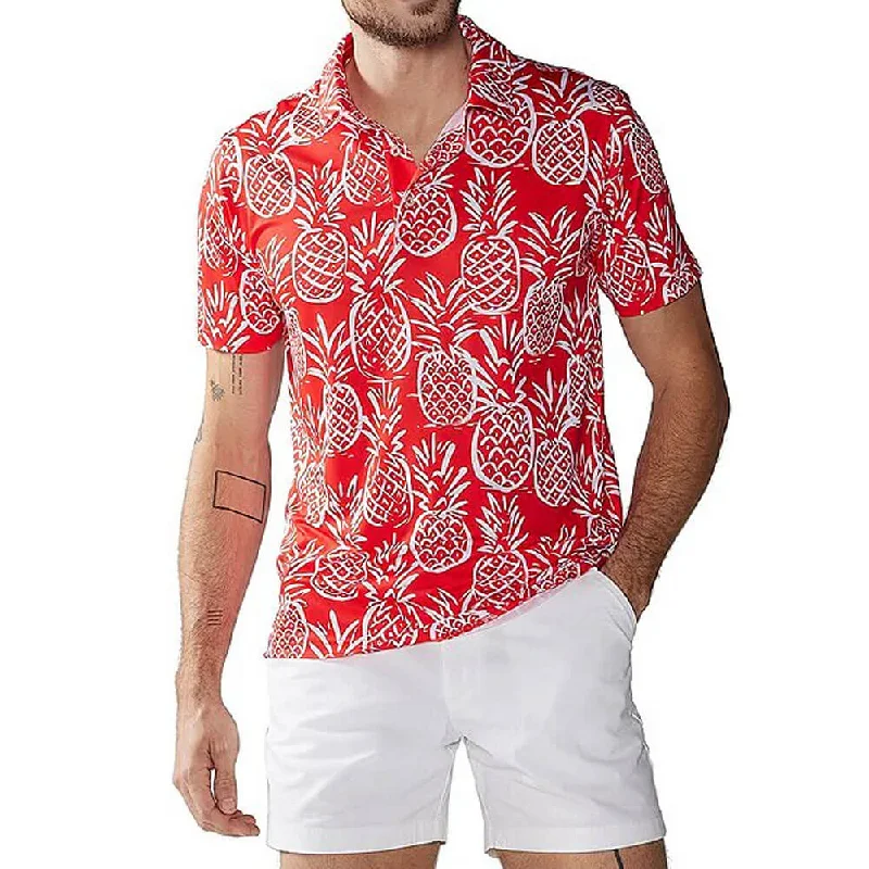 Men's short-sleeve casual bold rich clubbing tee-Chubbies The Thigh Napple Performance Polo Shirt - Bright Red