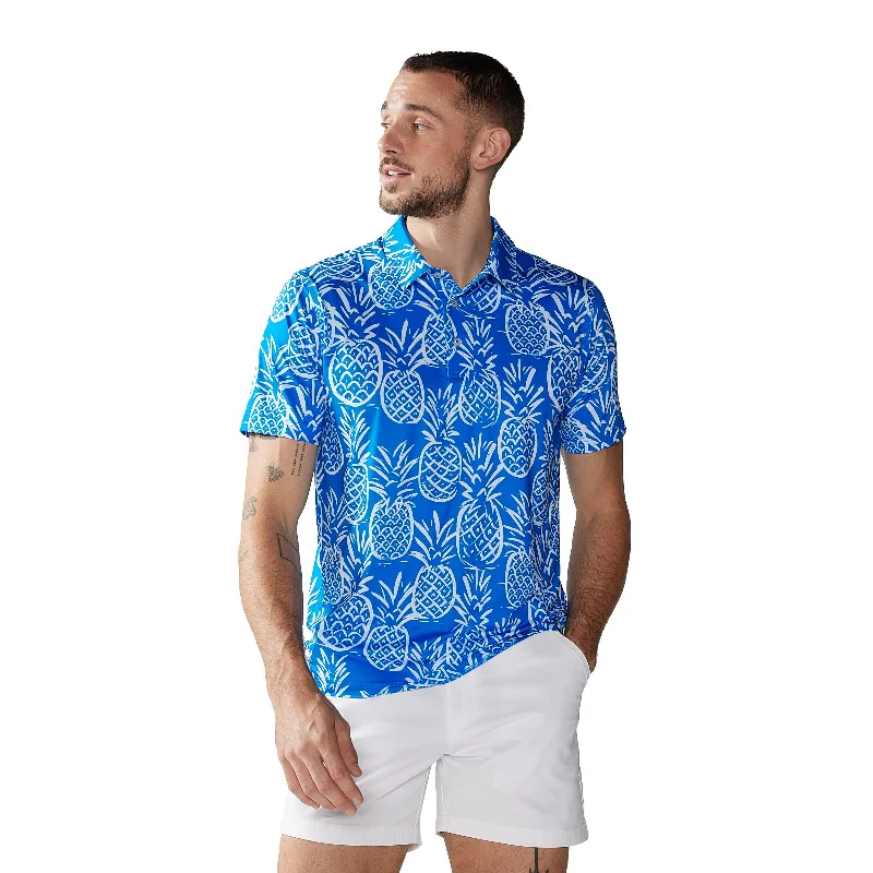 Men's short-sleeve trendy bright deep picnic top-Chubbies The Thigh Napple Performance Polo Shirt - Medium Blue