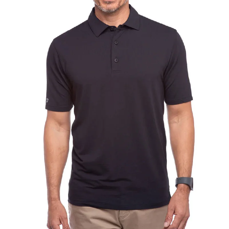 Men's short-sleeve casual subtle pattern tee-IBKUL Mens Polo Shirt - Black