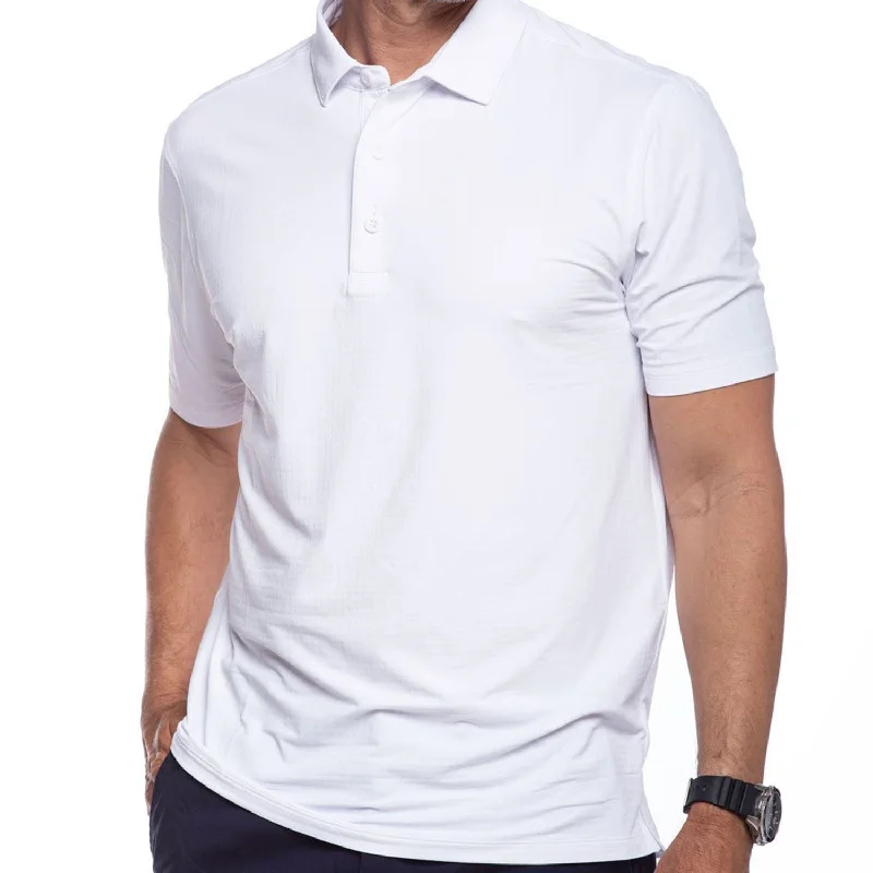 Men's short-sleeve subtle classic olive top-IBKUL Mens Polo Shirt - White