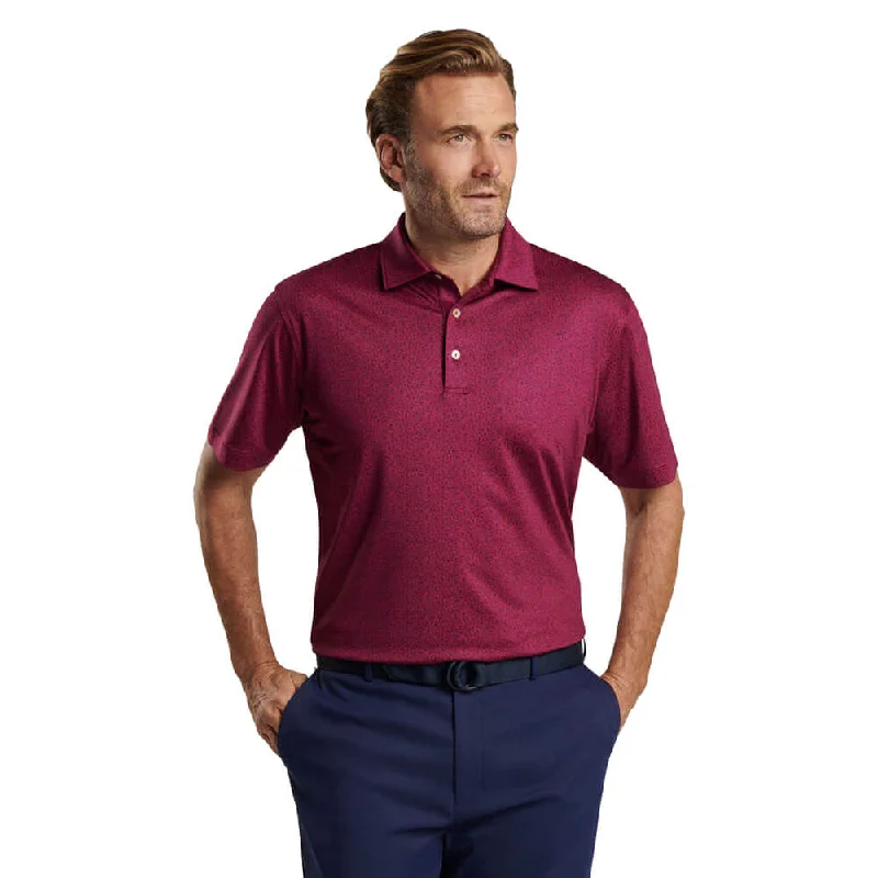 Men's short-sleeve vibrant streetwear shirt-Peter Millar Beer Garden Performance Jersey Polo Shirt - Pomegranate