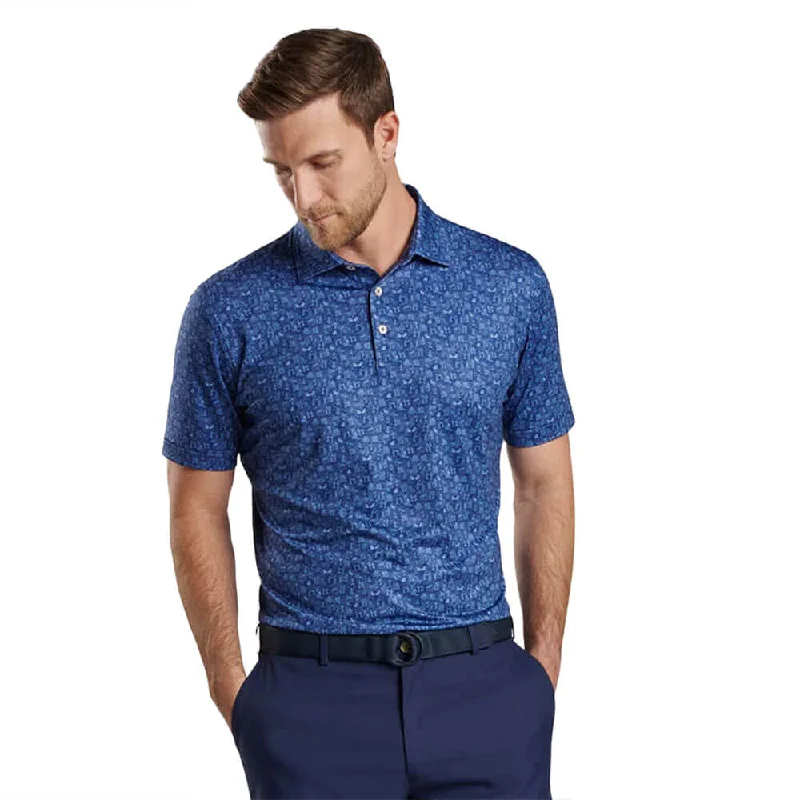 Men's short-sleeve fitted camo top-Peter Millar Carolina Shag Performance Jersey Polo Shirt - Sport Navy