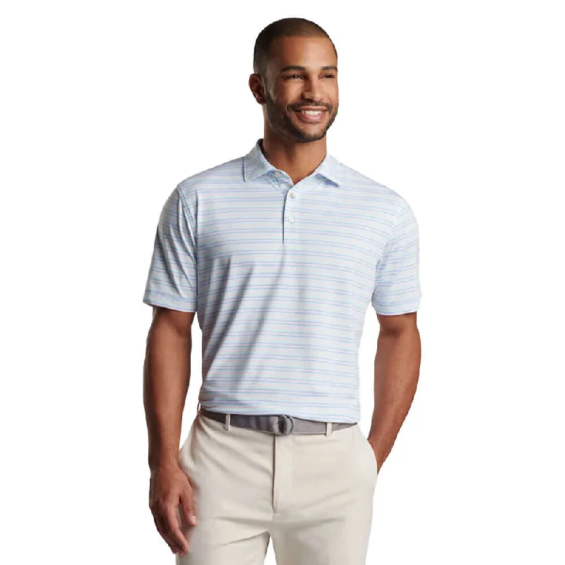 Men's short-sleeve casual baggy white top-Peter Millar Clifton Performance Jersey Polo Shirt - Seaglass