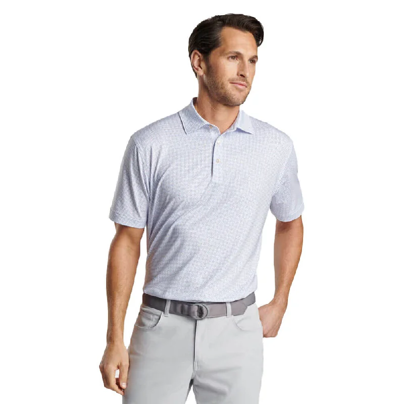 Men's short-sleeve elegant luxury shirt-Peter Millar Daybreak Performance Jersey Polo Shirt - White/Astral Blue