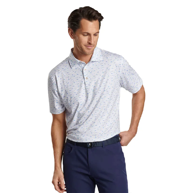 Men's short-sleeve casual synthetic shirt-Peter Millar Everglades Performance Jersey Polo Shirt - White