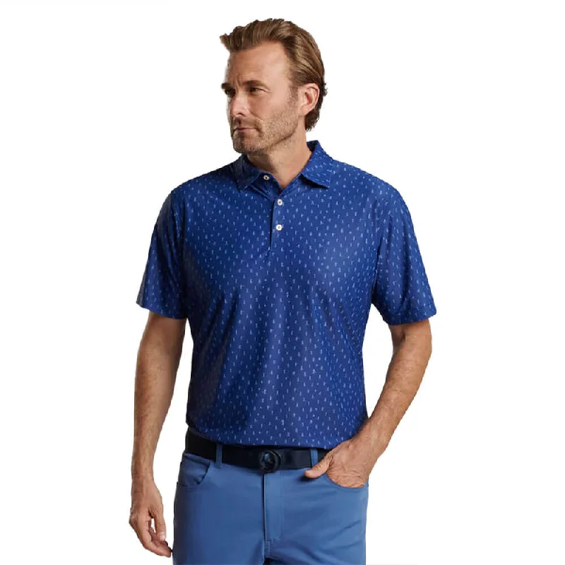 Men's short-sleeve cool rugged urban warm red shirt-Peter Millar Fairway Par-Tee Performance Mesh Polo Shirt - Sport Navy