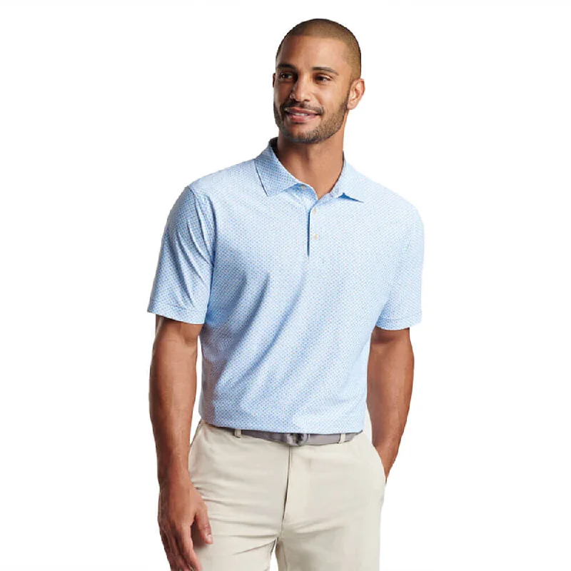 Men's short-sleeve bold crimson top-Peter Millar Grill And Chill Performance Mesh Polo Shirt - White