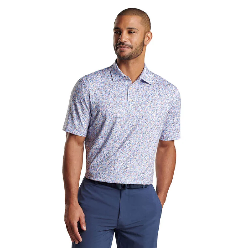 Men's short-sleeve deep picnic shirt-Peter Millar Groovy Performance Jersey Polo Shirt - White