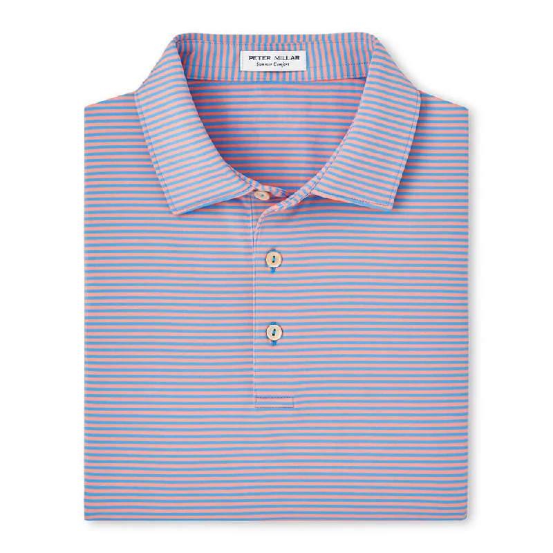 Men's short-sleeve fresh relaxed blue shirt-Peter Millar Hales Performance Jersey Polo Shirt - Liberty Blue