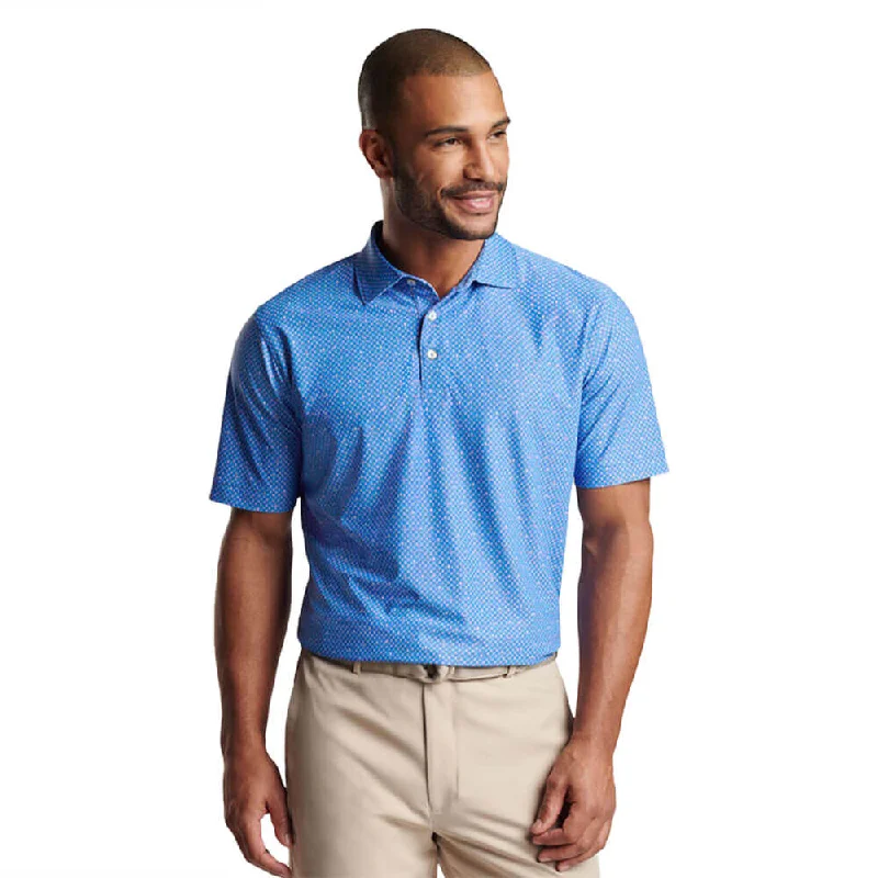 Men's short-sleeve bright deep classic vibrant color shirt-Peter Millar Irish Coffee Performance Mesh Polo Shirt - Liberty Blue