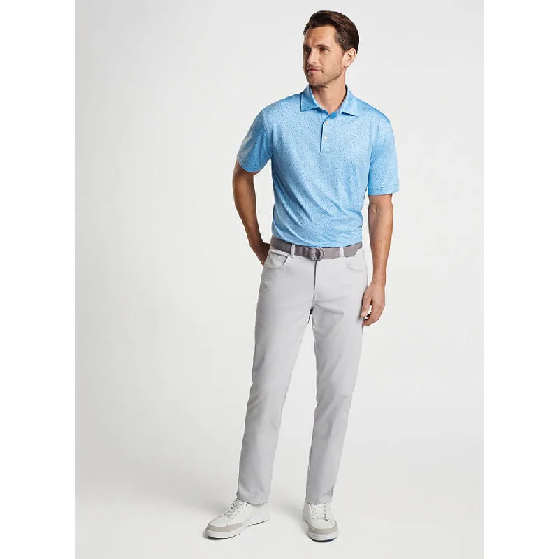 Men's short-sleeve soft perforated top-Peter Millar Marine Navigation Performance Jersey Polo Shirt - Cottage Blue