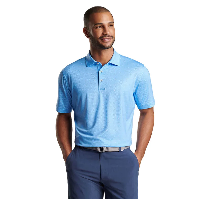 Men's short-sleeve rich coarse hemp shirt-Peter Millar North Star Performance Jersey Polo Shirt - Liberty Blue