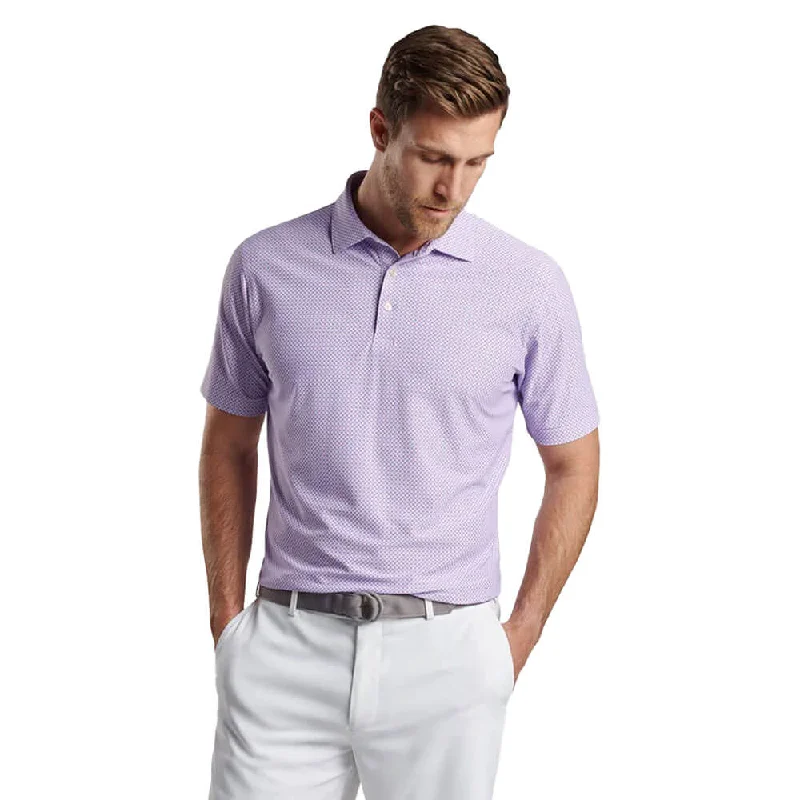 Men's short-sleeve sporty teal shirt-Peter Millar Orbital Geo Performance Mesh Polo Shirt - Petal Purple