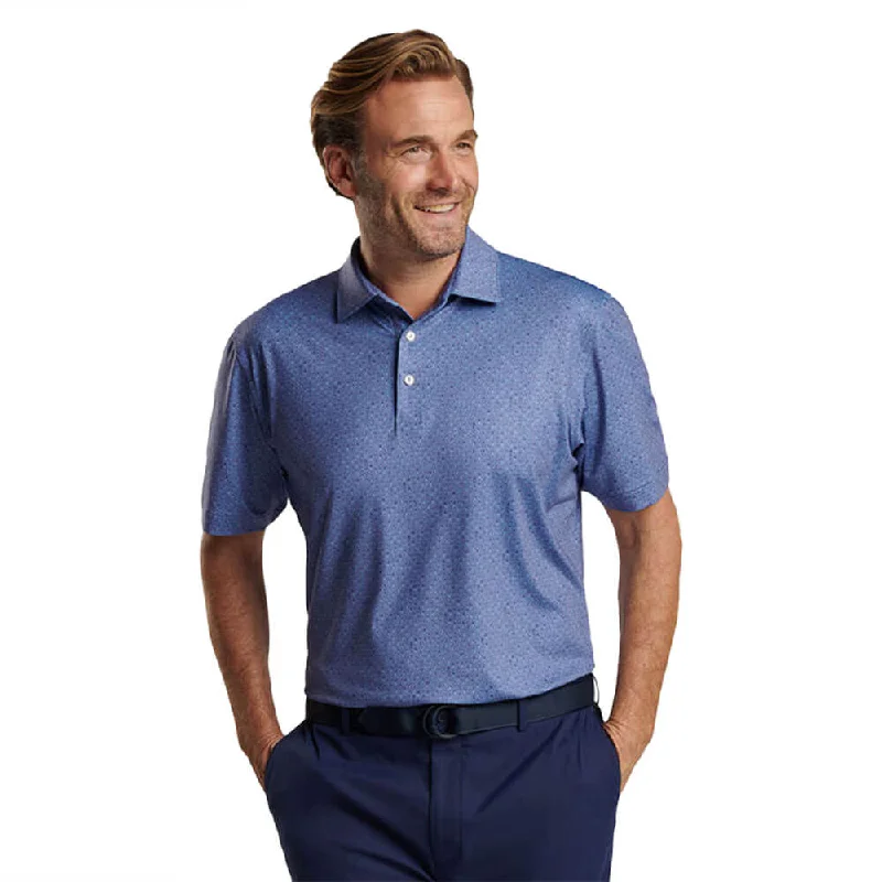 Men's short-sleeve sleek neutral beige shirt-Peter Millar Pina Skullada Performance Jersey Polo Shirt - Velvet Plum