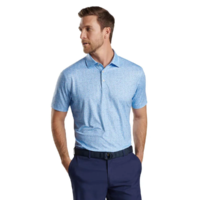 Men's short-sleeve loose polka dot top-Peter Millar Prost Performance Jersey Polo Shirt - Cottage Blue