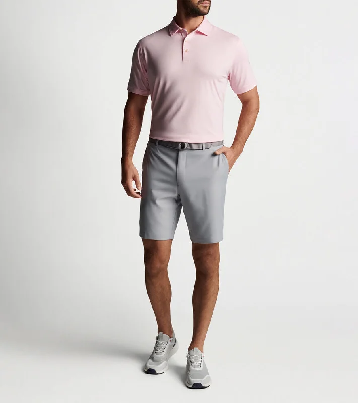 Men's short-sleeve sporty boxy black tee-Peter Millar Solid Stretch Jersey Sean Self Collar Polo Shirt - Palmer Pink