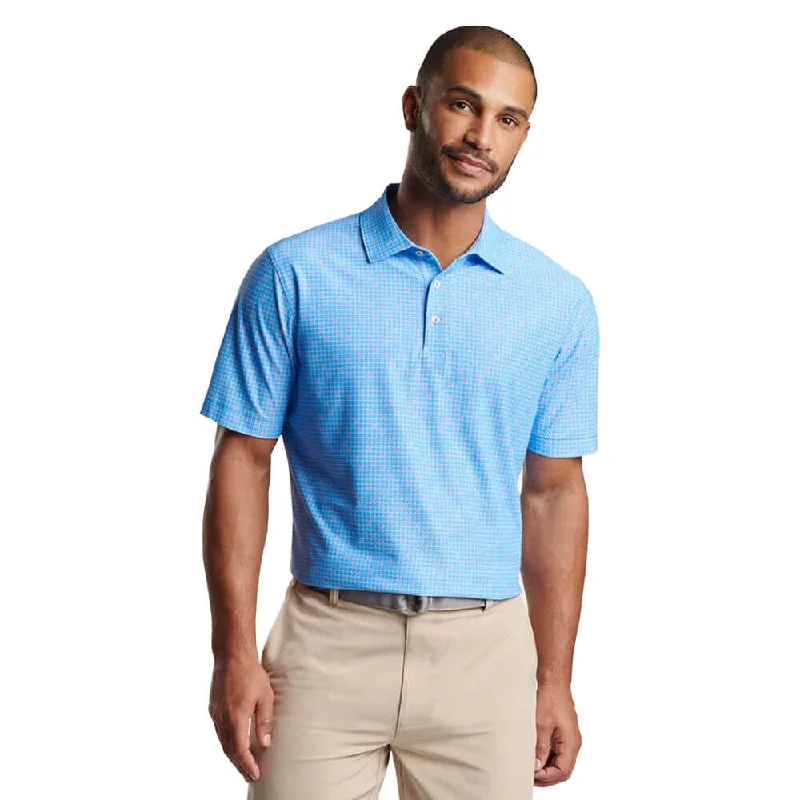 Men's short-sleeve modern indigo shirt-Peter Millar Spokes Performance Mesh Polo Shirt - Liberty Blue