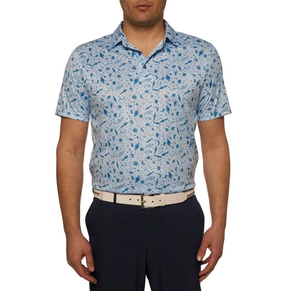 Men's short-sleeve classic vibrant color tee-Robert Graham Asteroid Performance Classic Fit Polo Shirt - Seafoam