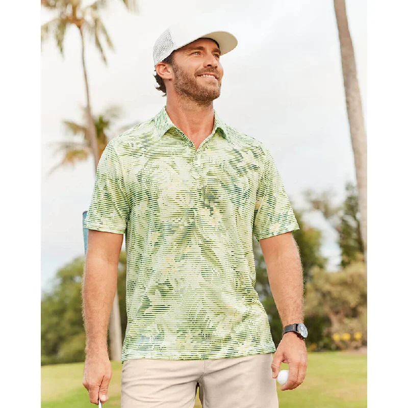 Men's short-sleeve casual lightweight stretch tee-Tommy Bahama Coasta Wave Lush Lines Polo Shirt - Beach Grass