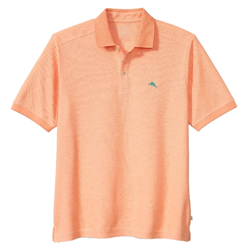 Men's short-sleeve deep flowing distressed shirt-Tommy Bahama IslandZone Emfielder 2.0 Polo Shirt - Peach Melt Heather